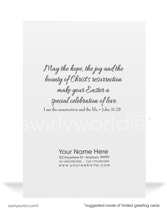 Beautiful religious stained glass Christian cross blessed happy Easter greeting cards for Church service.