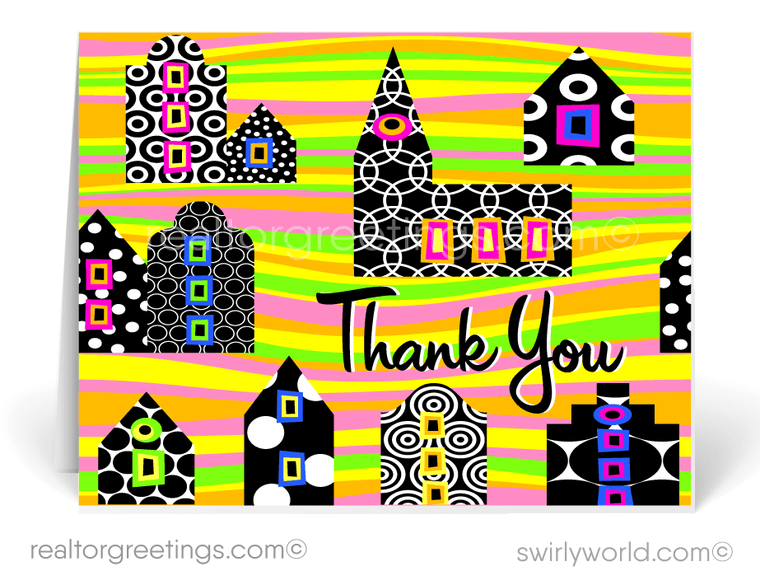 Retro Modern Thank You Cards For Realtors
