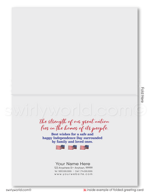Happy independence day! Patriotic Neighborhood with Fireworks Real Estate Fourth of July Cards for Realtors®