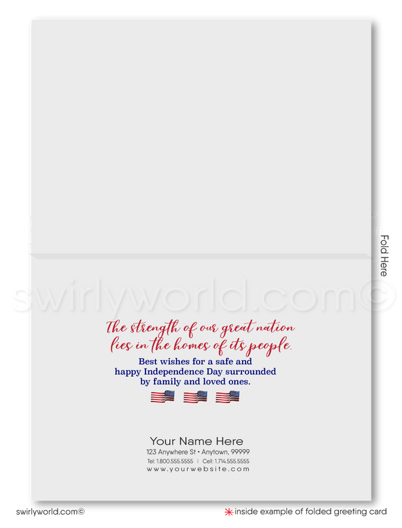 Happy independence day! Patriotic Neighborhood with Fireworks Real Estate Fourth of July Cards for Realtors®