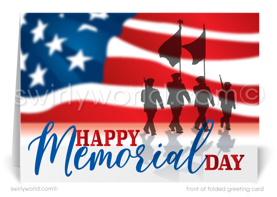 Business Patriotic American Memorial Day Cards for Customers