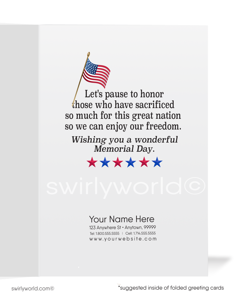 Happy Memorial Day Greeting Cards for Customers