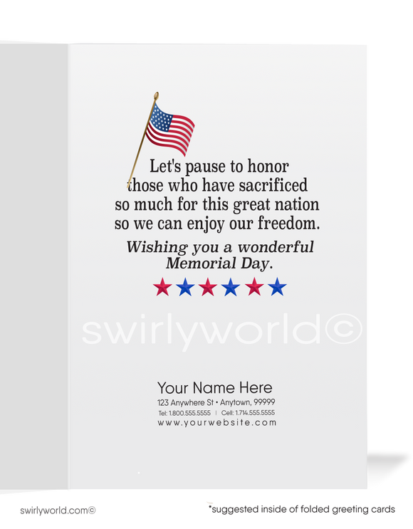 Happy Memorial Day Greeting Cards for Customers