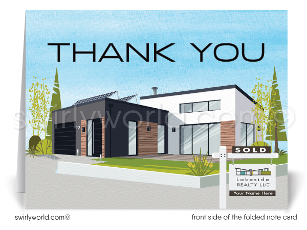 Contemporary Modern Home Thank You Note Cards for Realtor, Architects, Designers.