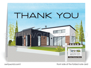 Contemporary Modern Home Thank You Note Cards for Realtor, Architects, Designers.