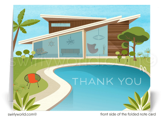 Palm Springs Mid-Century Modern Eichler Thank You Note Cards for Architects Designers.