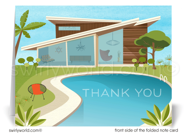 Palm Springs Mid-Century Modern Eichler Thank You Note Cards for Architects Designers.