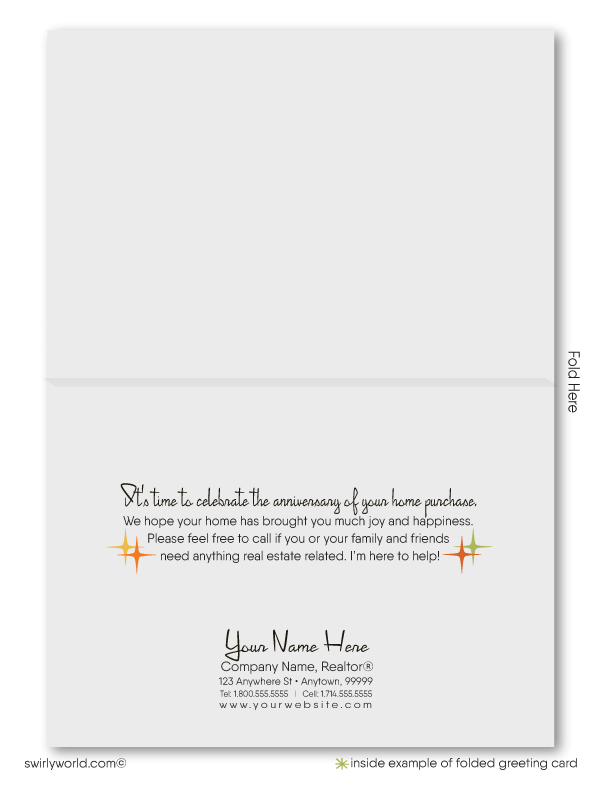 Retro Palm Springs Mid-century Modern Retro Home Anniversary Cards for Realtors.