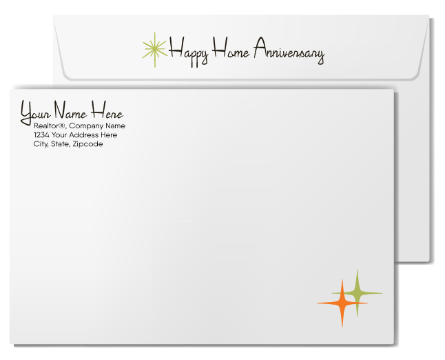 Mid-century modern atomic ranch Palm Springs Eichler home anniversary cards marketing for Realtors®.