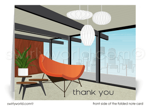 Eames Mid-Century Modern Eichler Thank You Note Cards for Architects Designers.
