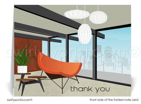 Eames Mid-Century Modern Eichler Thank You Note Cards for Architects Designers.