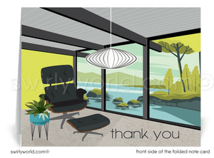 Eames Mid-Century Modern Eichler Thank You Note Cards for Architects Designers.