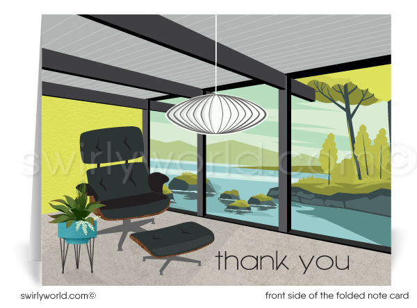 Eames Mid-Century Modern Eichler Thank You Note Cards for Architects Designers.