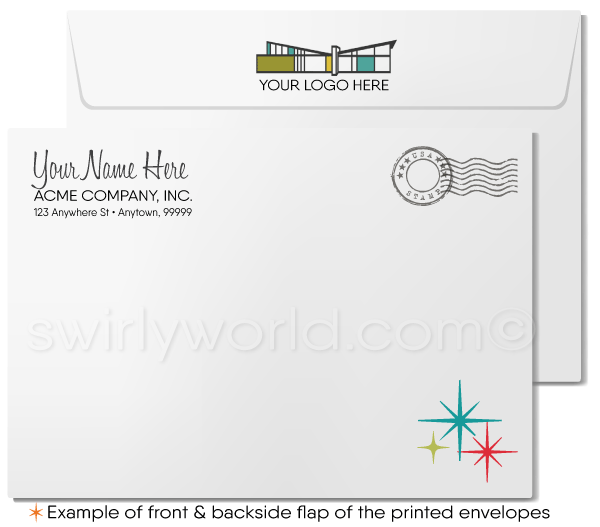 Retro 1960s Eichler Atomic Mid-Century Modern Greeting Cards For Realtors