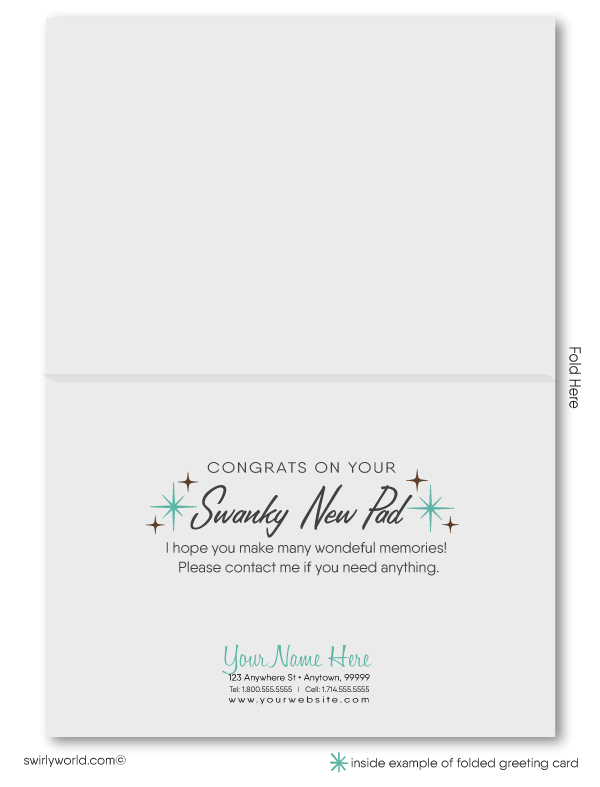 Mid-Century Modern House Thank You Note Cards for Architects, Realtors, Designers.