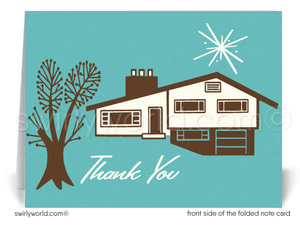 Mid-Century Modern House Thank You Note Cards for Architects, Realtors, Designers.
