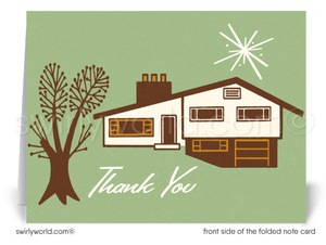 Mid-Century Modern House Thank You Note Cards for Architects, Realtors, Designers.