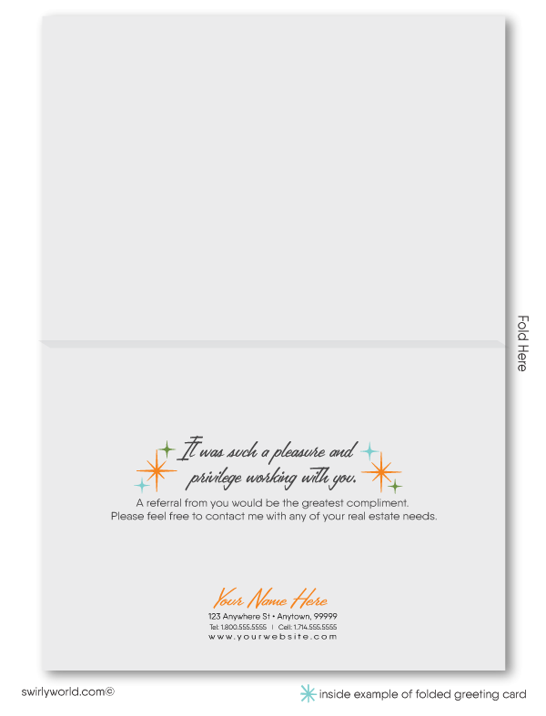 Retro Mid-Century Modern Thank Note Cards For Sales Marketing Realtors.