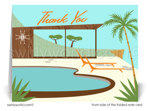 Retro Mid-Century Modern Thank Note Cards For Sales Marketing Realtors.