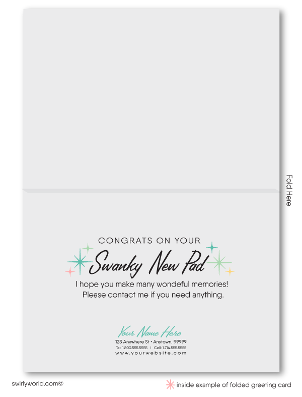 Retro Mid-Century Modern Furniture Design Thank You Note Cards for Realtors.