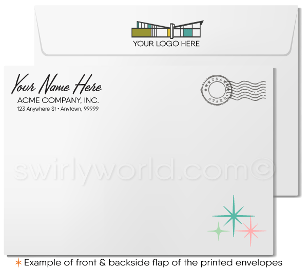 Retro Eames Style Mid-Century Modern Thank You Note Cards For Realtors