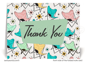 Retro Mid-Century Modern Furniture Design Thank You Note Cards for Realtors.