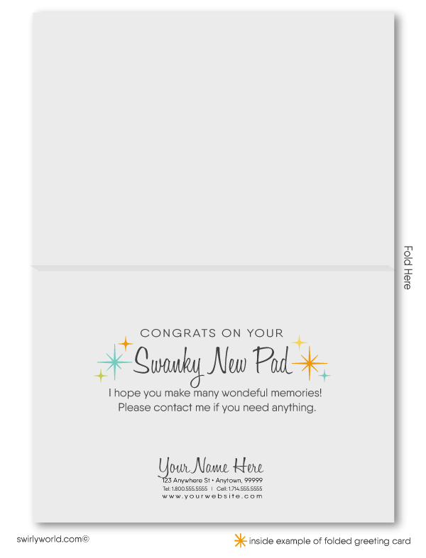 Sputnik Starburst Chandelier Mid-Century Modern Thank You Note Cards for Architects, Realtors, Designers.