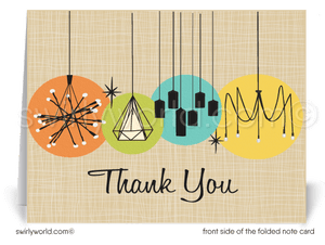 Sputnik Starburst Chandelier Mid-Century Modern Thank You Note Cards for Architects, Realtors, Designers.