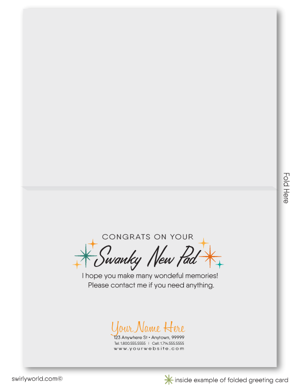 Retro Mid-Century Modern Homes Neighborhood Thank You Note Cards for Realtors, Architects, Designers.