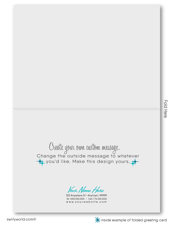 Retro Atomic Mid-Century Modern Design Thank You Note Cards for Realtors, Architects, Designers. Eichler home 