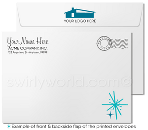 Retro Mid-Century Home Modern Style Thank You Note Cards for Realtors