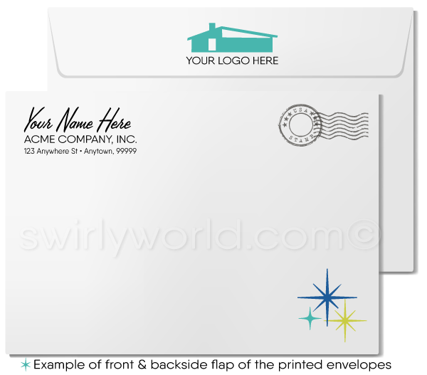 Atomic Retro Mid-Century Modern Design Pattern Thank You Note Cards Printed