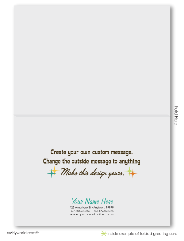 Atomic Mid-Century Modern Starburst Retro Mod Thank You Note Cards