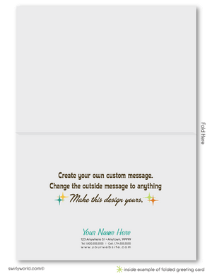 Atomic Mid-Century Modern Starburst Retro Mod Thank You Note Cards