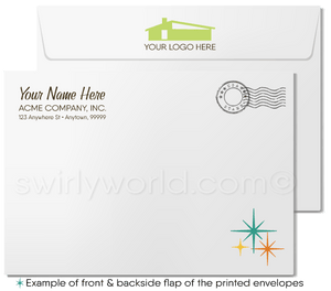 Atomic Mid-Century Modern Starburst Retro Mod Thank You Note Cards