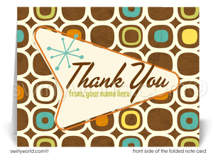 Retro atomic mid-century modern surf tiki design pattern for printed thank you note cards.