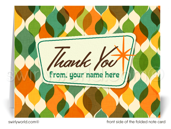 Retro Atomic Mid-Century Modern Design Thank You Note Cards for Realtors, Architects, Designers.