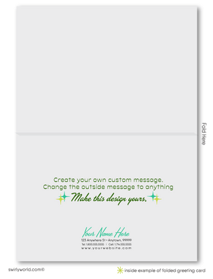 Atomic Mod Mid-Century Modern Retro Style Thank You Note Cards