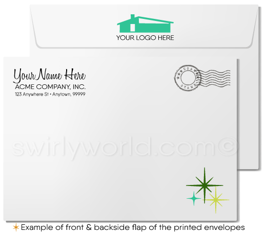 Atomic Mod Mid-Century Modern Retro Style Thank You Note Cards