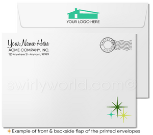 Atomic Mod Mid-Century Modern Retro Style Thank You Note Cards