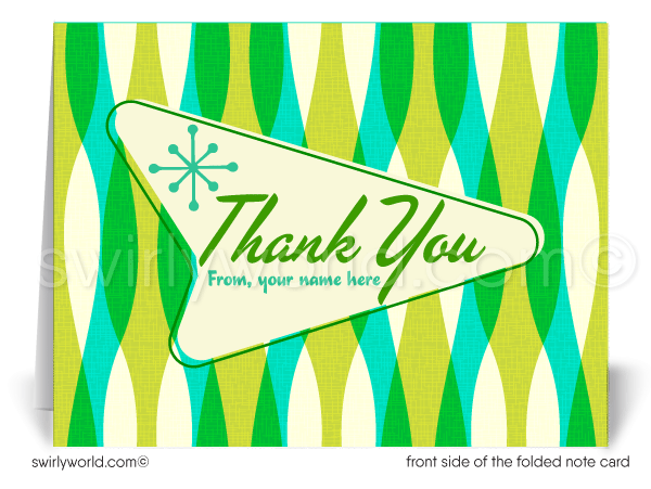 Atomic Mod Mid-Century Modern Starburst Pattern Thank You Note Cards.