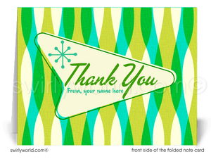 Atomic Mod Mid-Century Modern Starburst Pattern Thank You Note Cards.