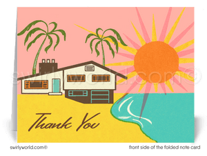 Beachfront Mid-Century Modern House Thank You Note Cards for Architects Designers.