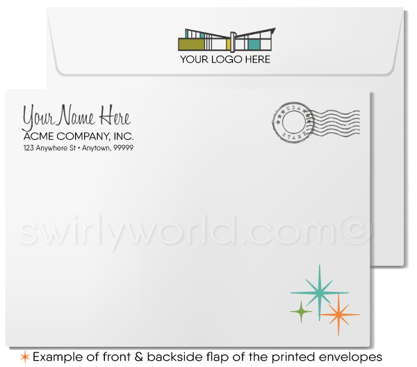 Retro Mid-Century Modern Home Thank Note Cards For Realtors, Architects