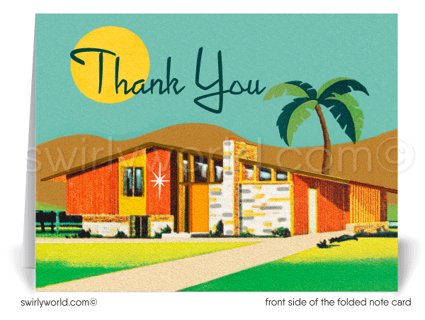 Palm Springs Mid-Century Modern Eichler Thank You Note Cards for Architects Designers.
