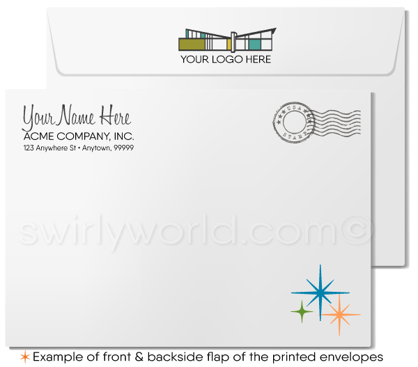 Retro Mid-Century Modern Thank You Note Cards For Realtors