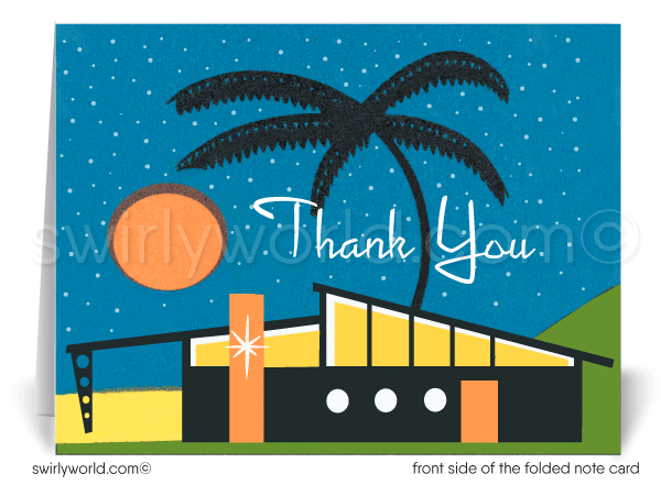 Palm Springs Mid-Century Modern Eichler Thank You Note Cards for Architects Designers.