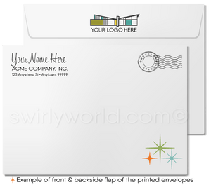 Retro Mid-Century Modern Home Interior Thank You Note Cards For Realtors