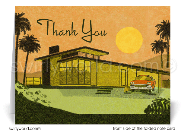 Palm Springs Mid-Century Modern Eichler Thank You Note Cards for Architects Designers.