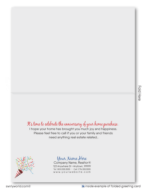 Modern Contemporary House Happy Home Anniversary Cards for Client from Realtor®